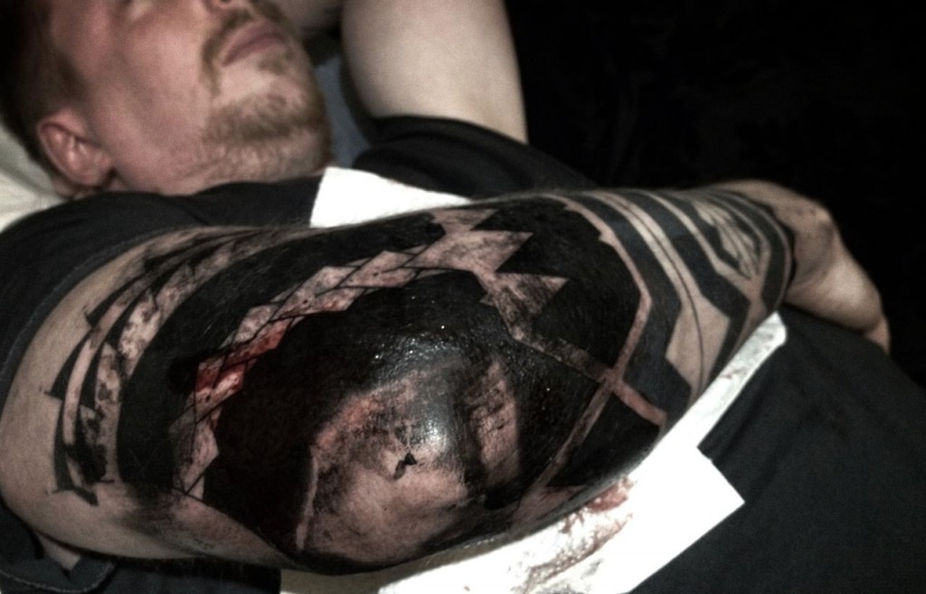 Hanumantra blackwork tattoo birmingham shrewsbury wolverhampton halloween bash geometric tribal-1