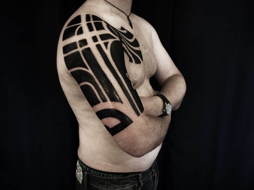 Hanumantra Blackwork Tattoo Birmingham Shrewsbury Minimal Tribal Bold Style...
