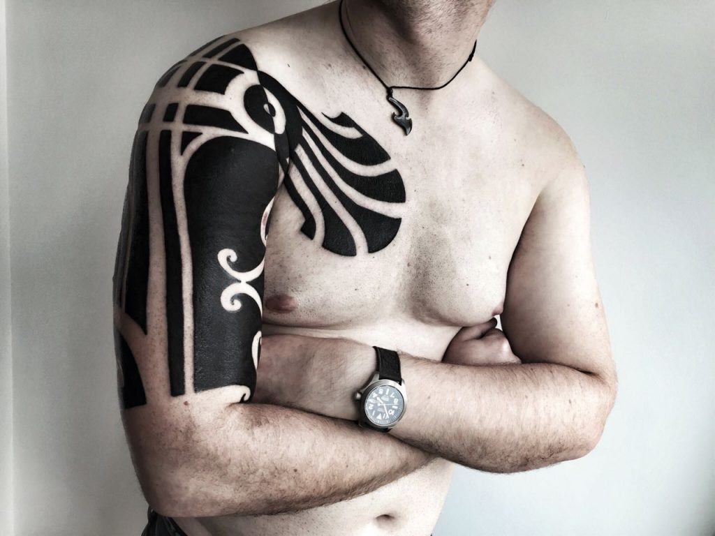 Hanumantra Blackwork Tattoo Birmingham Shrewsbury Minimal Tribal Bold Style-9