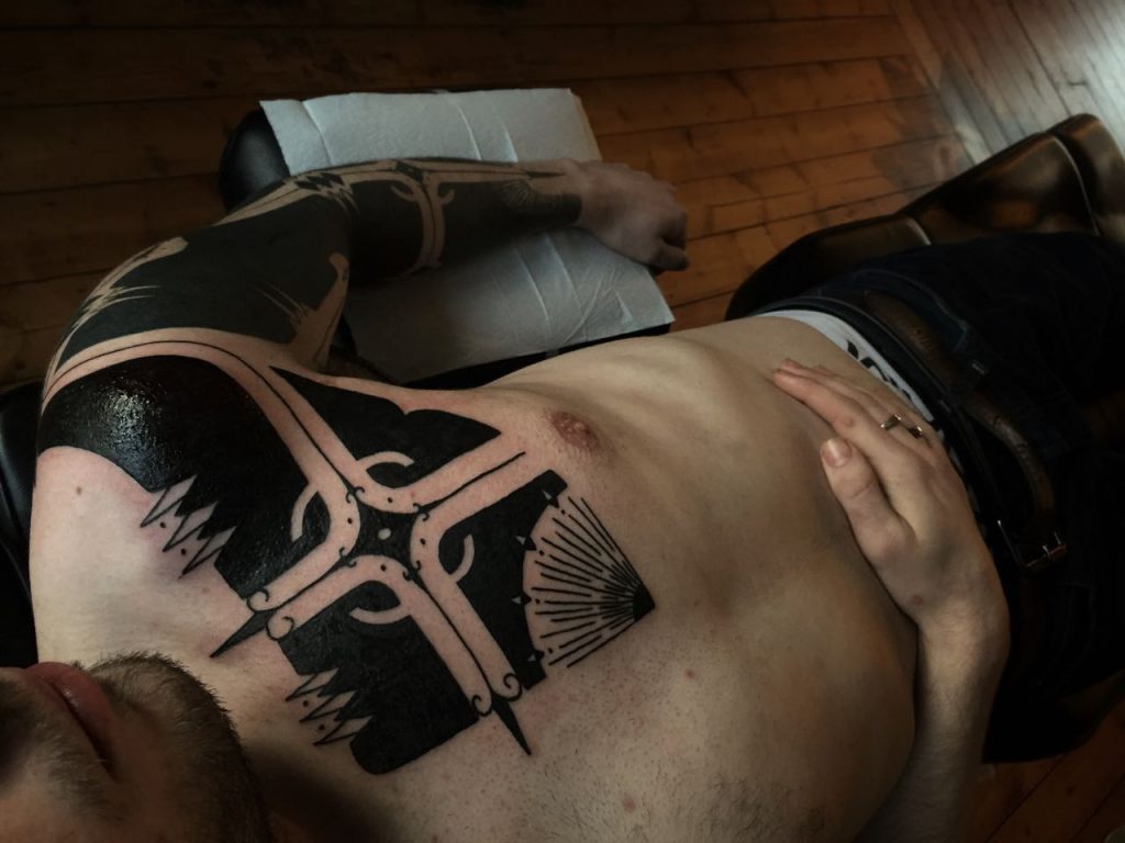 Hanumantra Lamar Blackwork Tattoo 