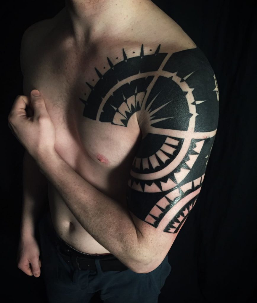 Hanumantra Lamar Blackwork Tattoo