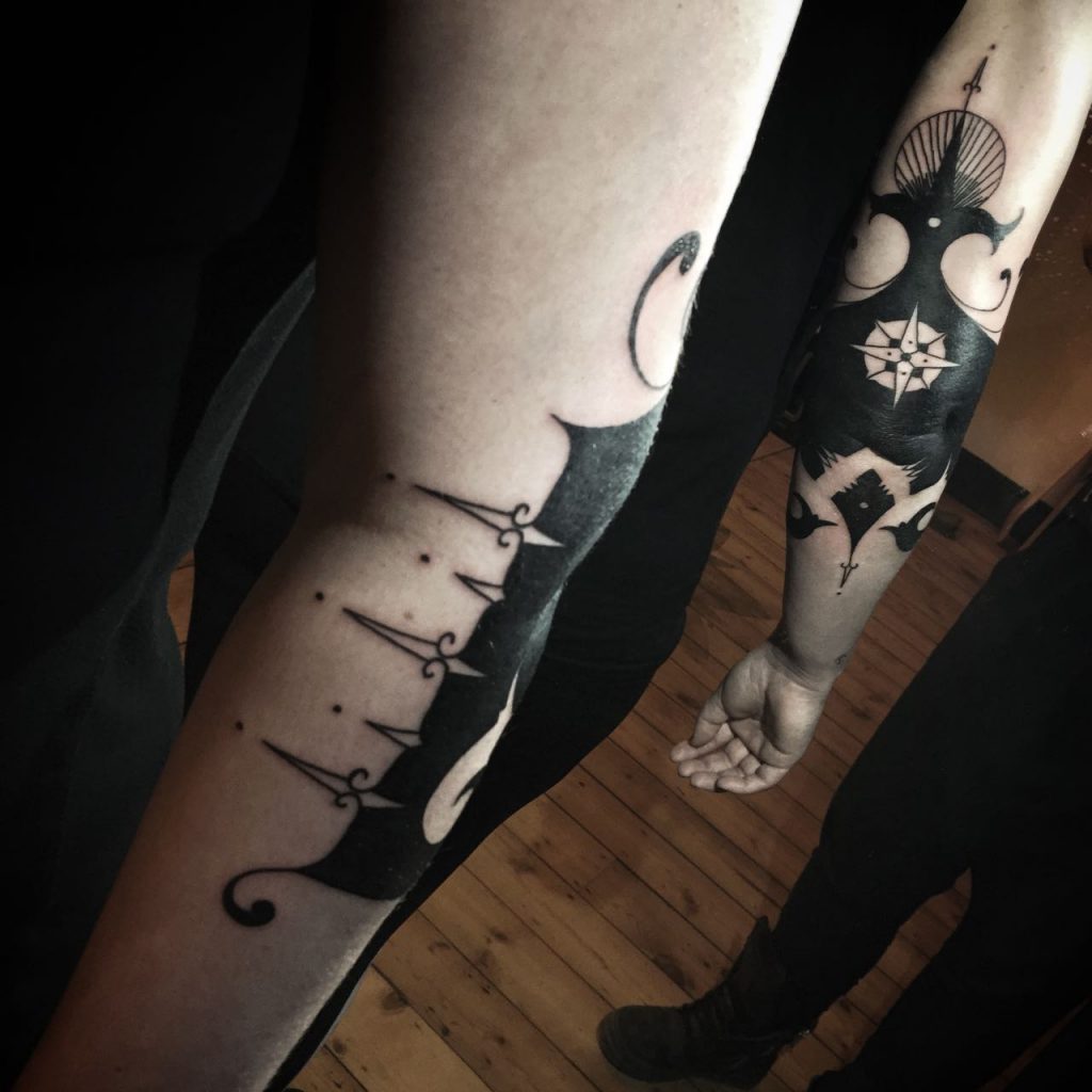 Hanumantra Lamar Blackwork Tattoo 