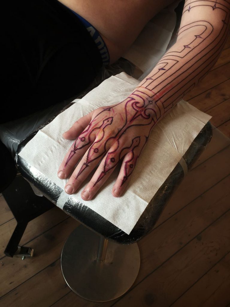 Hanumantra Lamar Blackwork Tattoo 