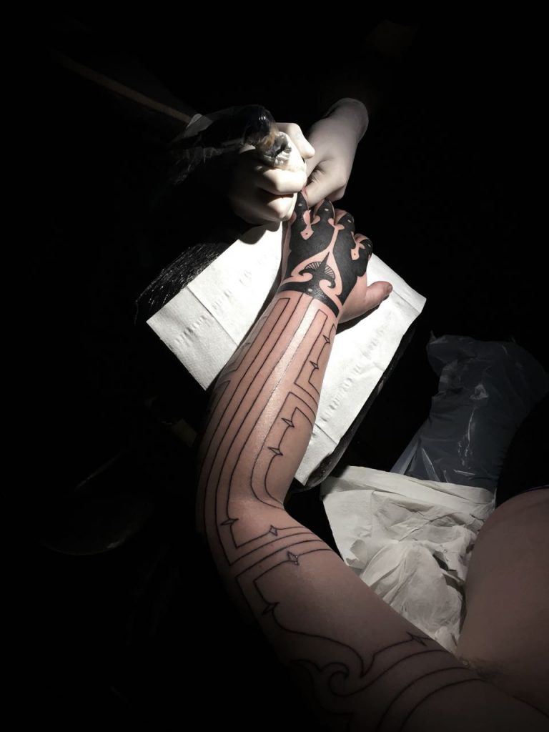 Hanumantra Lamar Blackwork Tattoo 