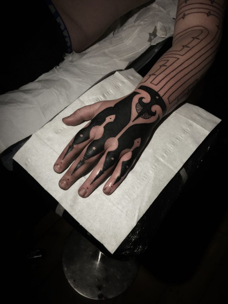 Hanumantra Lamar Blackwork Tattoo 