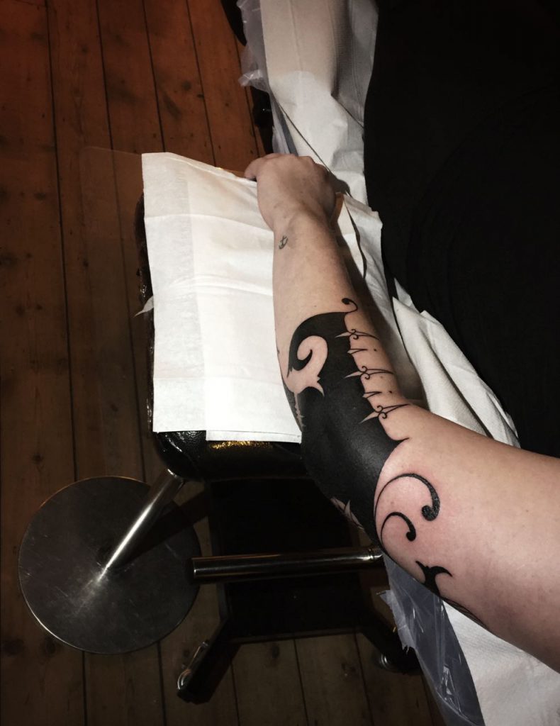 Hanumantra Lamar Blackwork Tattoo 