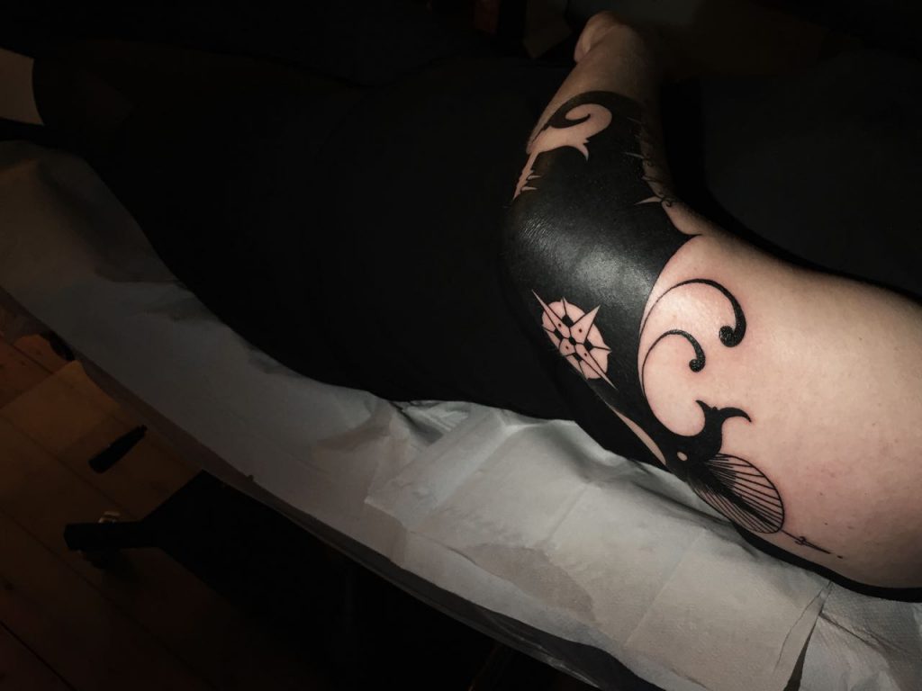 Hanumantra Lamar Blackwork Tattoo 