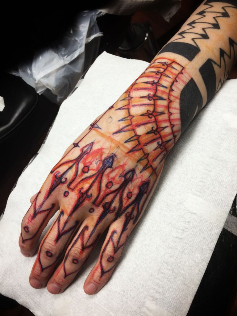 Hanumantra Lamar Blackwork Tattoo