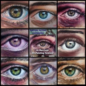 Jo Harrison, oil painting, shrewsbury eye painting, tattoo artist, UN1TY, Modern body art, virtual tattoo gathering